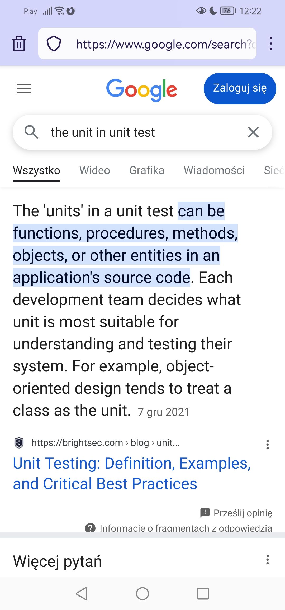 Google search "unit in unit test"